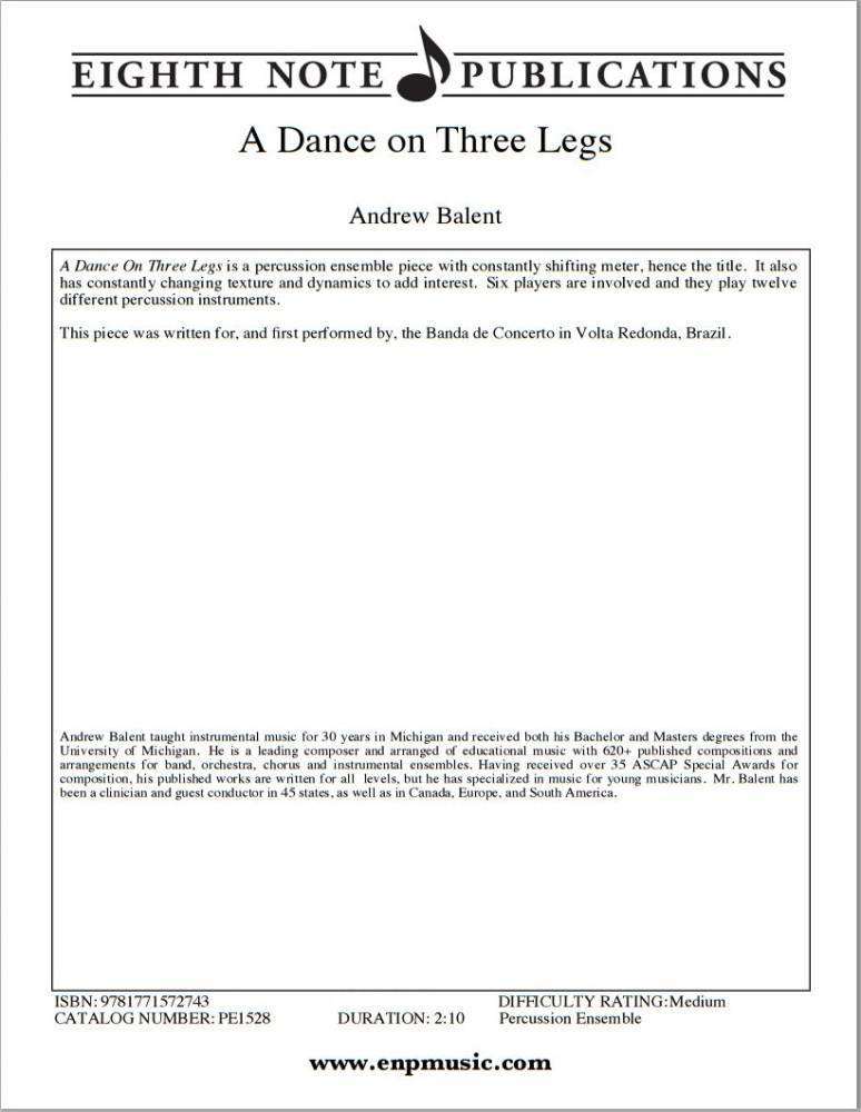 A Dance on Three Legs - Balent - Percussion Ensemble