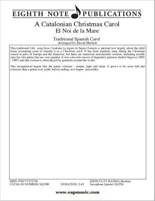 A Catalonian Christmas Carol: El Noi de la Mare - Traditional/Marlatt - Saxophone Quartet