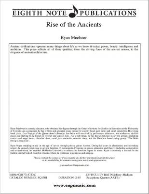 Eighth Note Publications - Rise of the Ancients - Meeboer - Saxophone Quartet