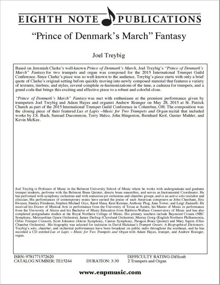 \'\'Prince of Denmark\'s March\'\' Fantasy - Treybig - 2 Trumpets/Organ