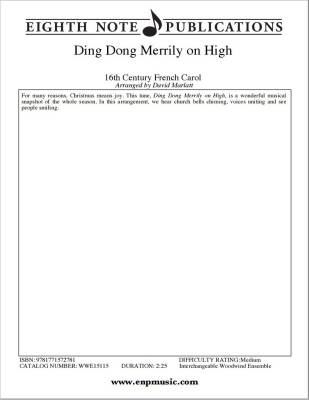 Ding Dong Merrily on High - Traditional/Marlatt - Woodwind Ensemble