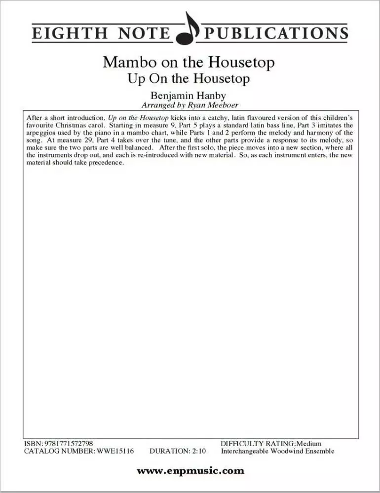 Mambo on the Housetop - Up On the Housetop - Hanby/Meegoer - Interchangeable Woodwind Ensemble