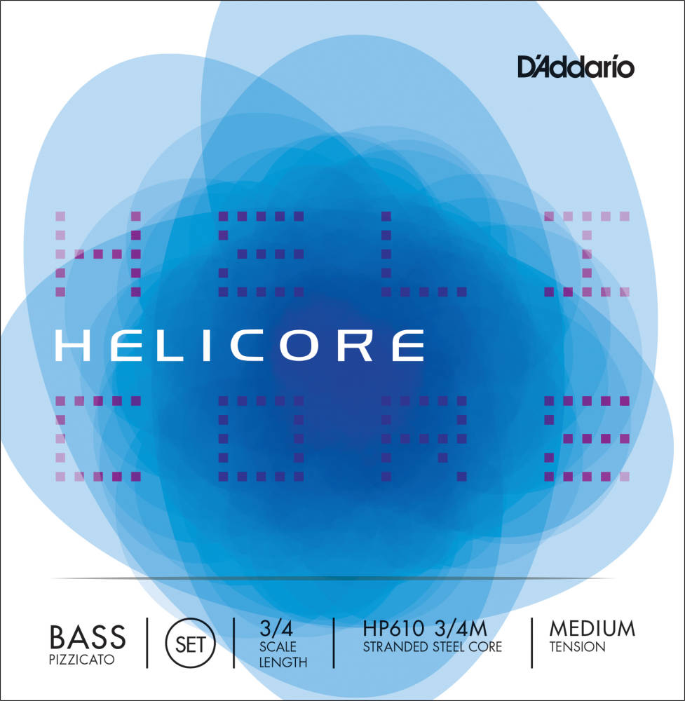 HP610 3/4M - Helicore Pizzicato Bass String Set, 3/4 Scale, Medium Tension