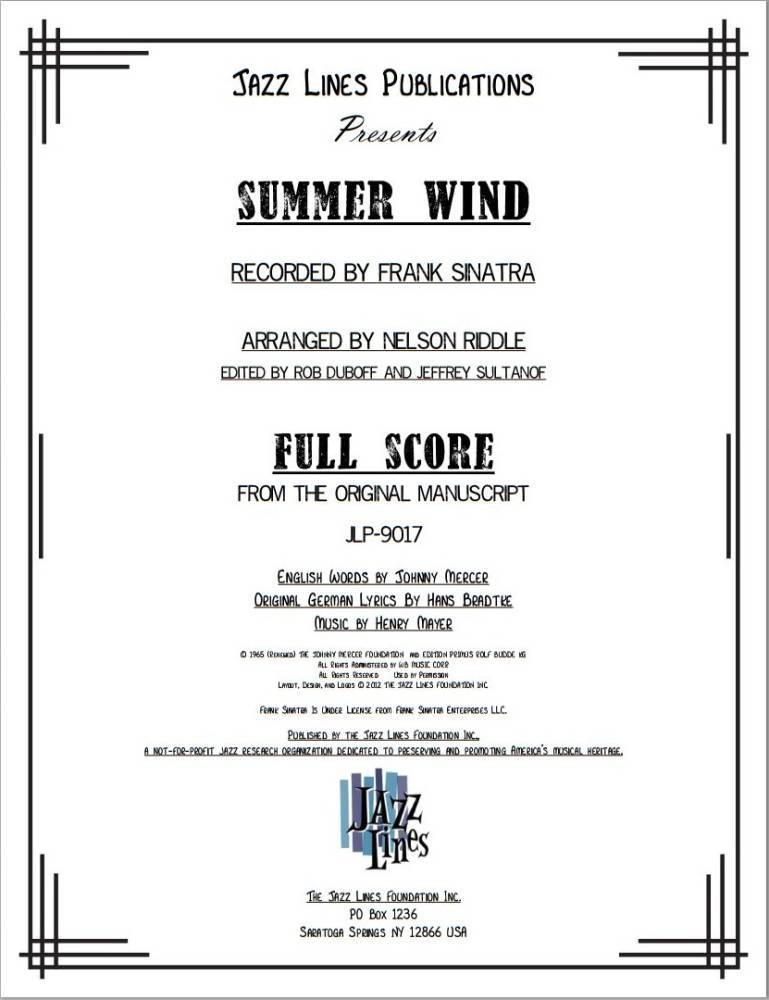 Summer Wind - Mercer /Mayer /Riddle /Duboff - Jazz Ensemble/Vocal - Gr. Medium Easy