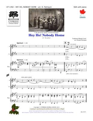 Cypress Choral Music - Hey Ho, Nobody Home - British Carol/Patriquin - SSA