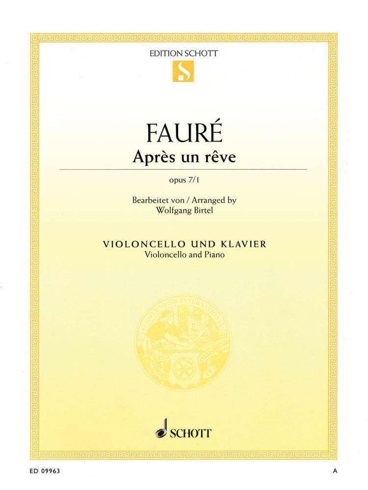 Apres un reve, Op. 7, No. 1 - Faure/Birtel - Violoncello/Piano