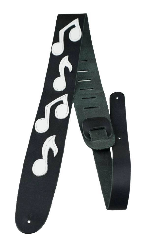 2.5 Inch Leather Guitar Strap With Music Notes