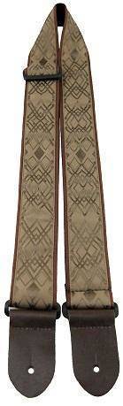 2\'\' Jacquard Guitar Strap with Leather Ends - Brown Deco Diamond