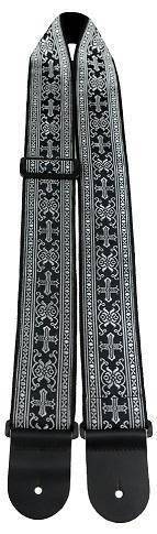 2.5\'\' Mettalic Jacquard Guitar Strap W/ Leather Ends