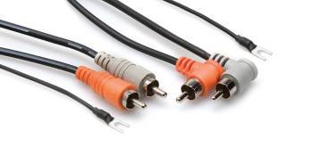 Hosa - Dual RCA to Dual Right Angle w/Ground Wire - 1m