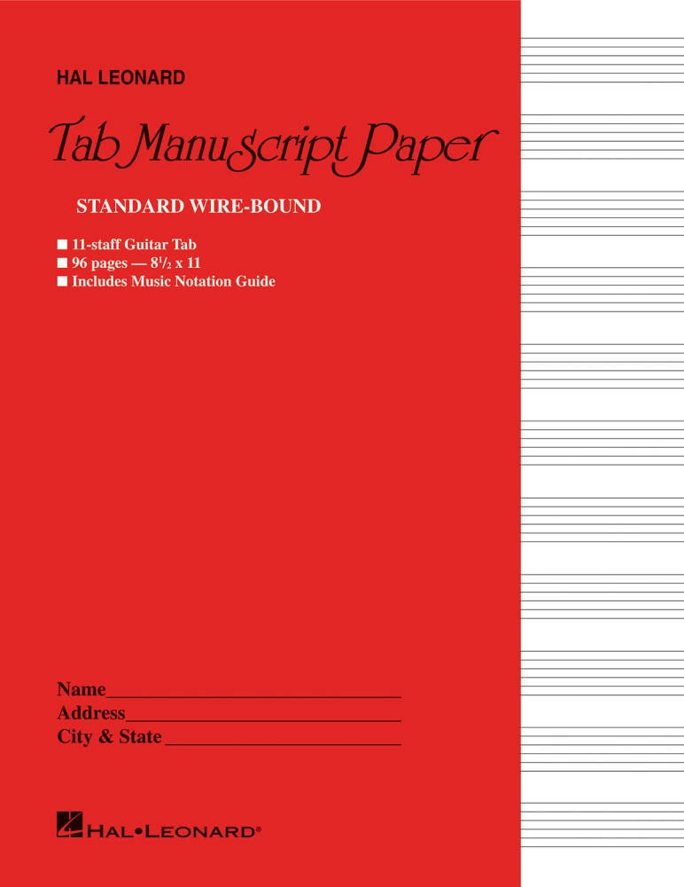 Guitar Tablature Wire-Bound Manuscript Paper - 11 Staves - 96 Pages