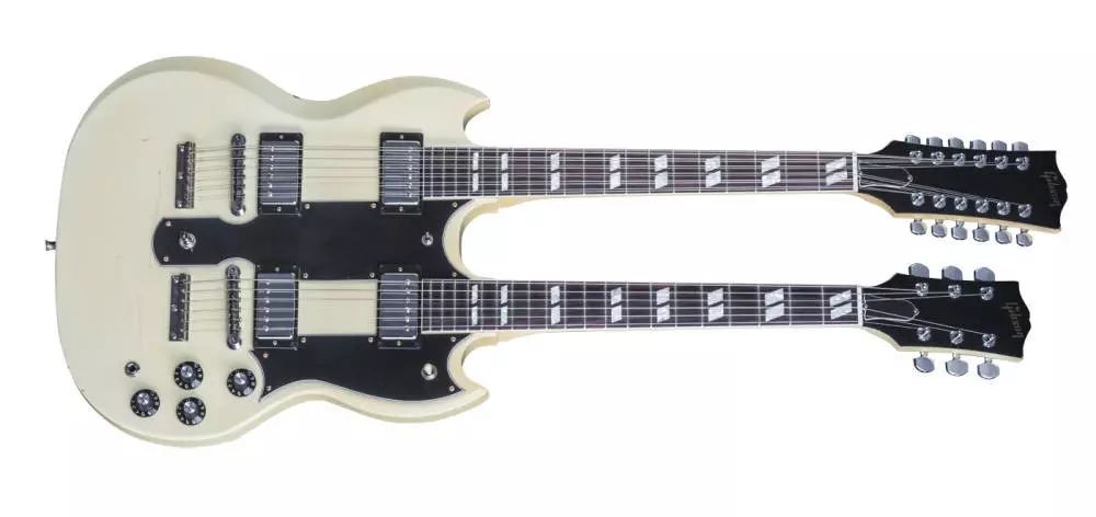 Alex Lifeson Signed Doubleneck - Aged Arctic White