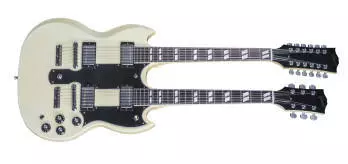Alex Lifeson Signed Doubleneck - Aged Arctic White