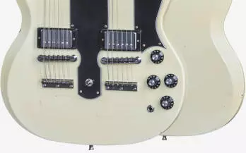 Alex Lifeson Signed Doubleneck - Aged Arctic White