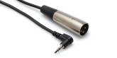 Hosa - Microphone Cable, Right-angle 3.5 mm TRS to XLR3M - 5 foot