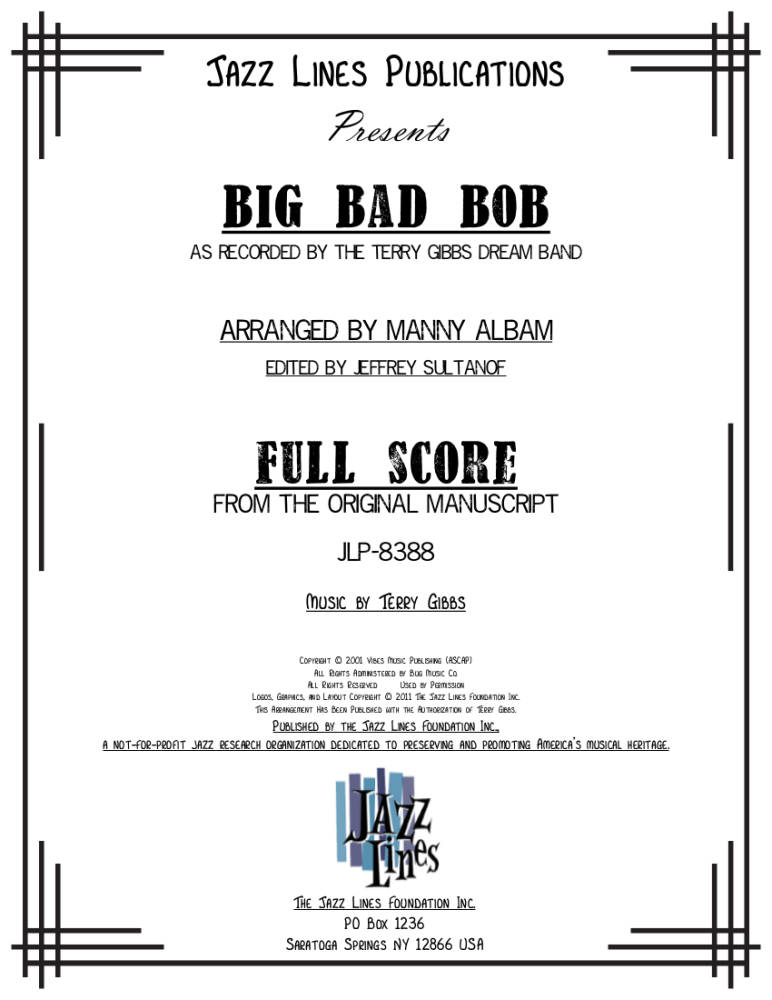 Big Bad Bob - Gibbs/Albam - Jazz Ensemble - Gr. Difficult