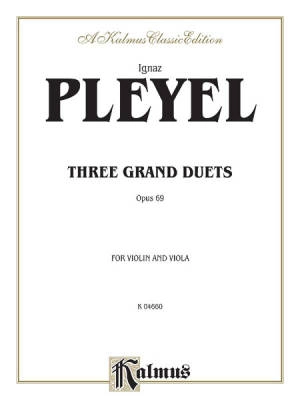 Edwin F. Kalmus - Three Grand Duets, Op. 69 - Pleyel - Violin, Viola Duet - Book