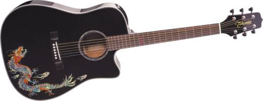 EG531SCDR - G Series Dreadnought with Dragon Motif (Black/Solid Top)