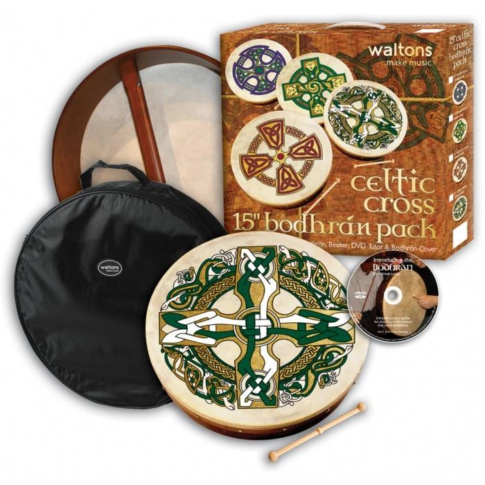 15 Inch Gaelic Cross Bodhran Pack