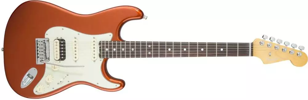 Stratocaster American Elite HSS Shawbucker, Touche en palissandre, Autumn Blaze Metallic