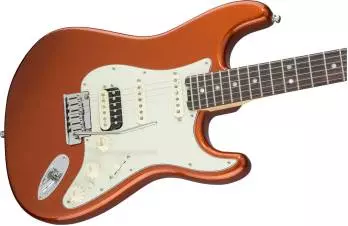 Stratocaster American Elite HSS Shawbucker, Touche en palissandre, Autumn Blaze Metallic