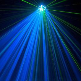 DMX 3-in-1 LED Effect Fixture w/ 6x 5W RGBWYP Laser Strobe