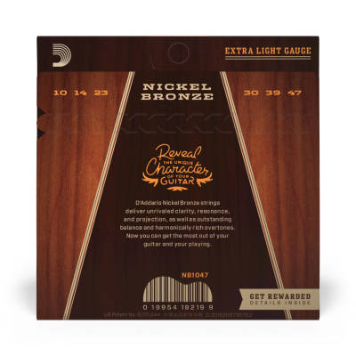 Nickel Bronze Acoustic Guitar Strings, Extra Light, 10-47