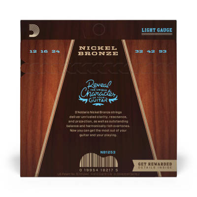 Nickel Bronze Acoustic Guitar Strings, Light, 12-53