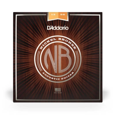 Nickel Bronze Acoustic Guitar Strings, Light Top / Med Bottom, 12-56