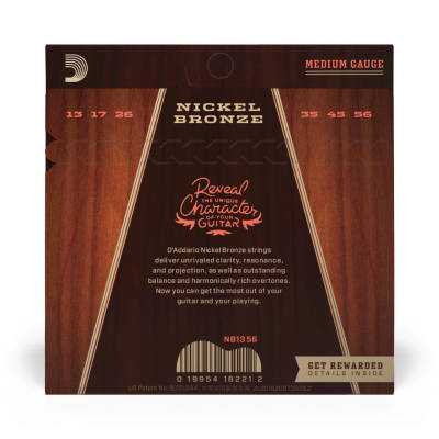 Nickel Bronze Acoustic Guitar Strings, Medium, 13-56