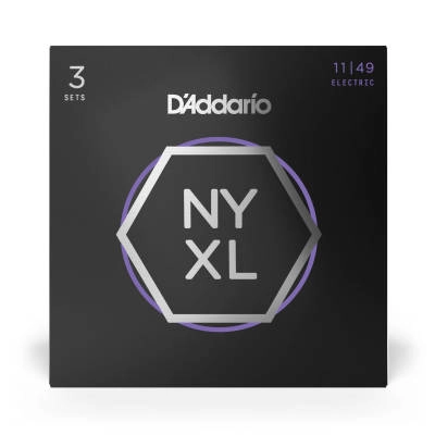 NYXL1149 Nickel Wound Electric Guitar Strings, Medium, 11-49, 3 Pack