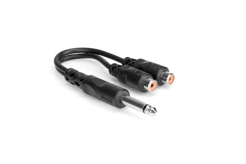 Y Cable, Mono 1/4\'\' (M) to Dual RCA (F)
