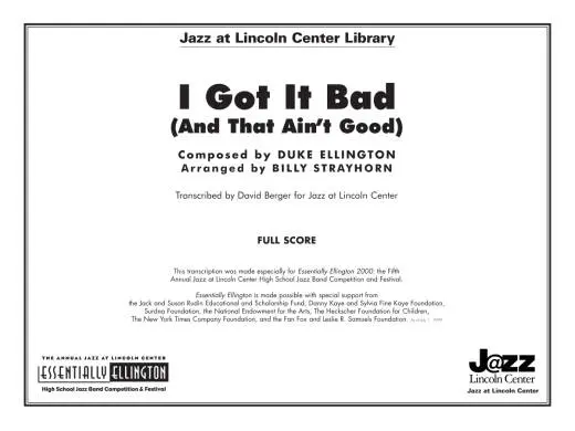I Got It Bad (And That Ain\'t Good) - Ellington/Strayhorn - Jazz Ensemble - Gr. 3.5