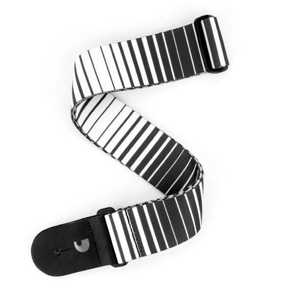 2\'\' Guitar Strap, Rock Stripes - White