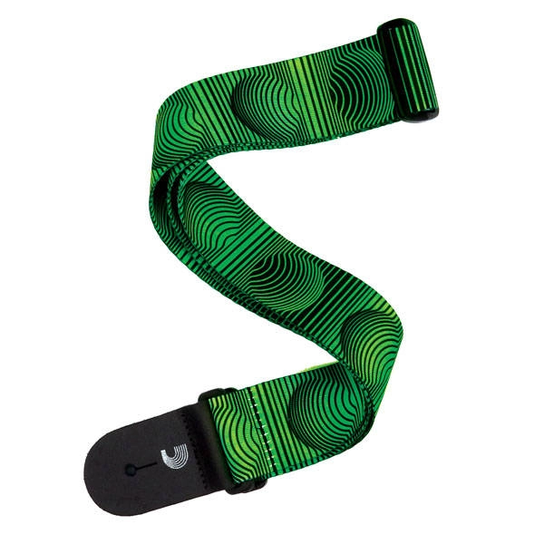 2\'\' Guitar Strap - Optical Art Green Orbs