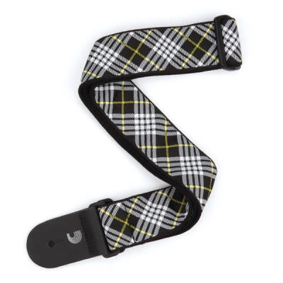 DAddario - 2 Woven Guitar Strap, Tartan - Black, White & Yellow