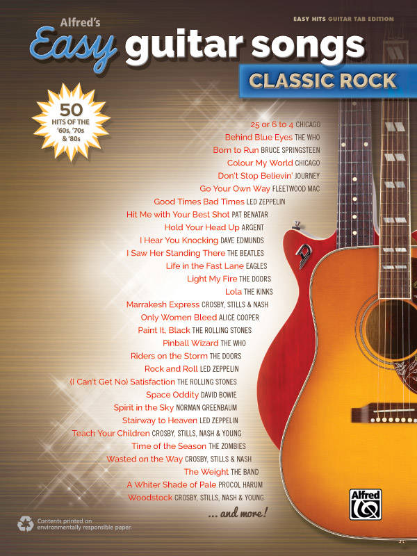 Alfred\'s Easy Guitar Songs: Classic Rock - Guitar TAB - Book