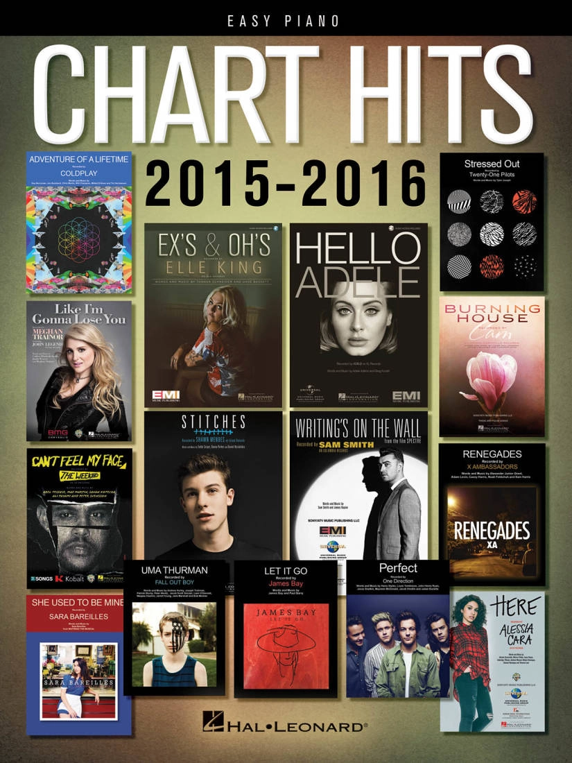 Chart Hits of 2015-2016 - Easy Piano - Book