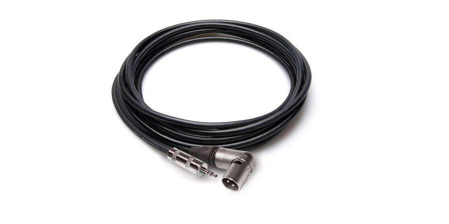 Camcorder Microphone Cable 3.5 mm TRS to Neutrik Right-Angle XLR3M - 1.5 ft