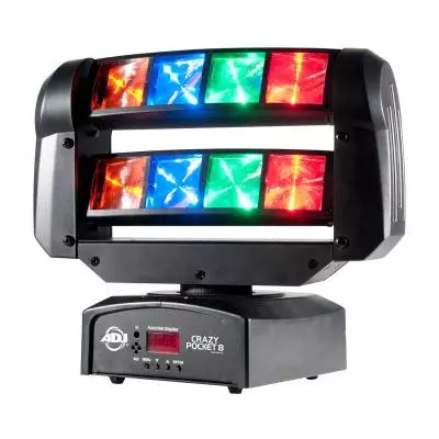 Crazy Pocket 8 Dual 4 Beam Moving Head, 8 Zone FX RGBA LEDs