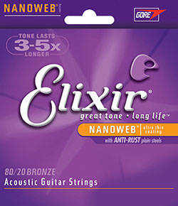 Elixir Strings - NANOWEB 80/20 Bronze Acoustic Single String .027