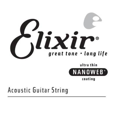 Elixir Strings - Acoustic 80/20 Bronze Guitar Single String with NANOWEB Coating, .030