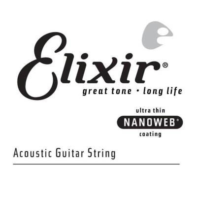 Elixir Strings - Acoustic 80/20 Bronze Guitar Single String with NANOWEB Coating, .053