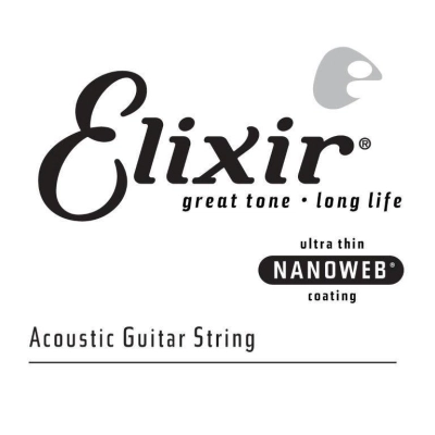 Elixir Strings - Acoustic Phosphor Bronze Guitar Single String with NANOWEB Coating, .024