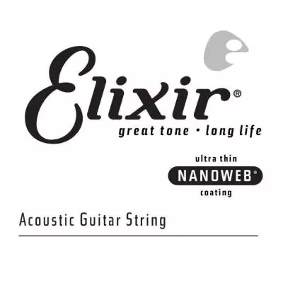 Elixir Strings - Acoustic Phosphor Bronze Guitar Single String with NANOWEB Coating, .026