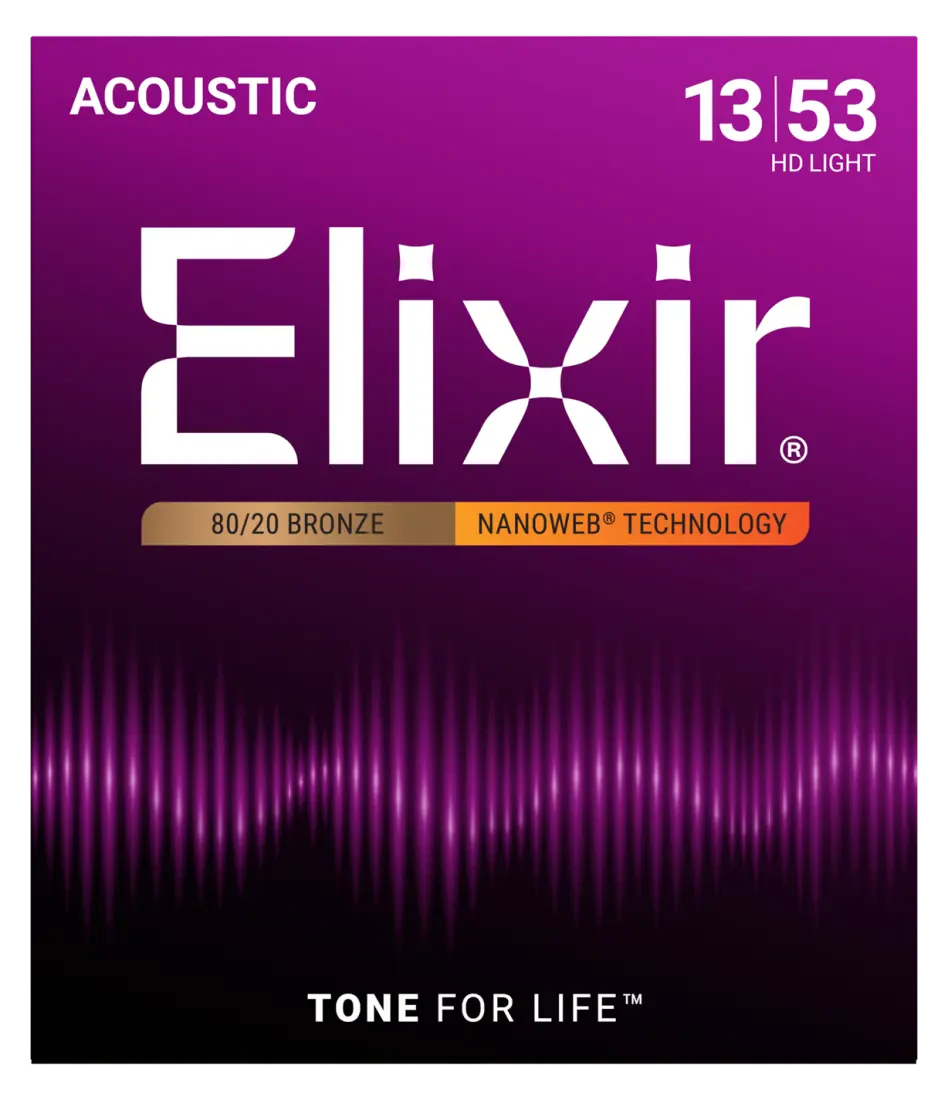 Acoustic 80/20 Bronze Guitar Strings with NANOWEB Coating, HD Light
