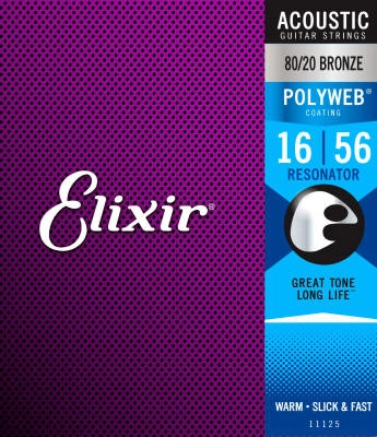 Elixir Strings - Acoustic 80/20 Bronze Guitar Strings with POLYWEB Coating, Resonator
