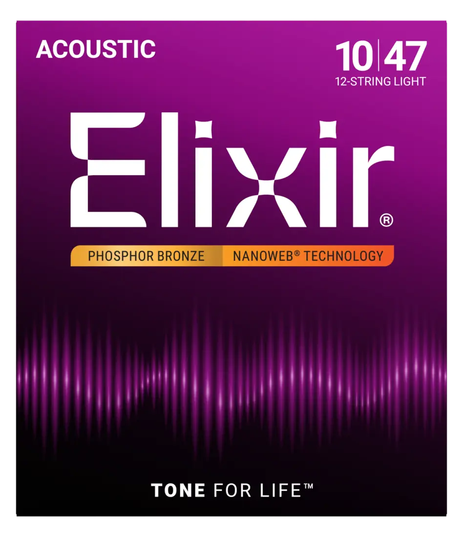 Acoustic Phosphor Bronze Guitar Strings with NANOWEB Coating, 12-String Light