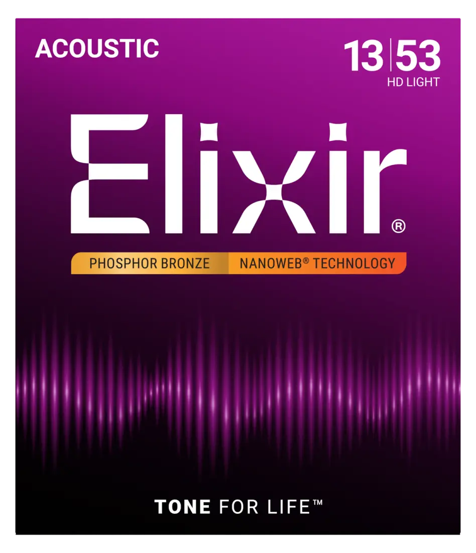 Acoustic Phosphor Bronze Guitar Strings with NANOWEB Coating, HD Light 13-53