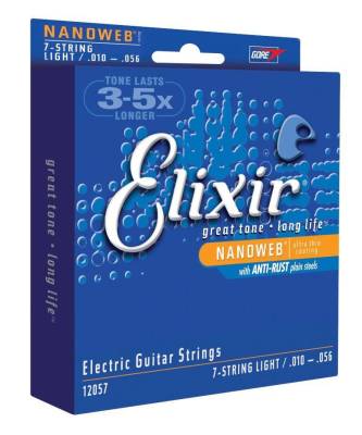 Electric Guitar Strings with NANOWEB Coating, 7-String Light